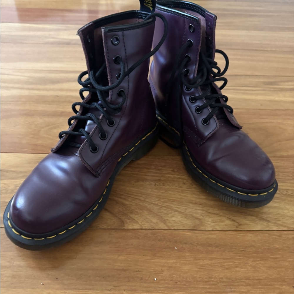 Dr. Martens Dark Purple Boots with Black Laces
